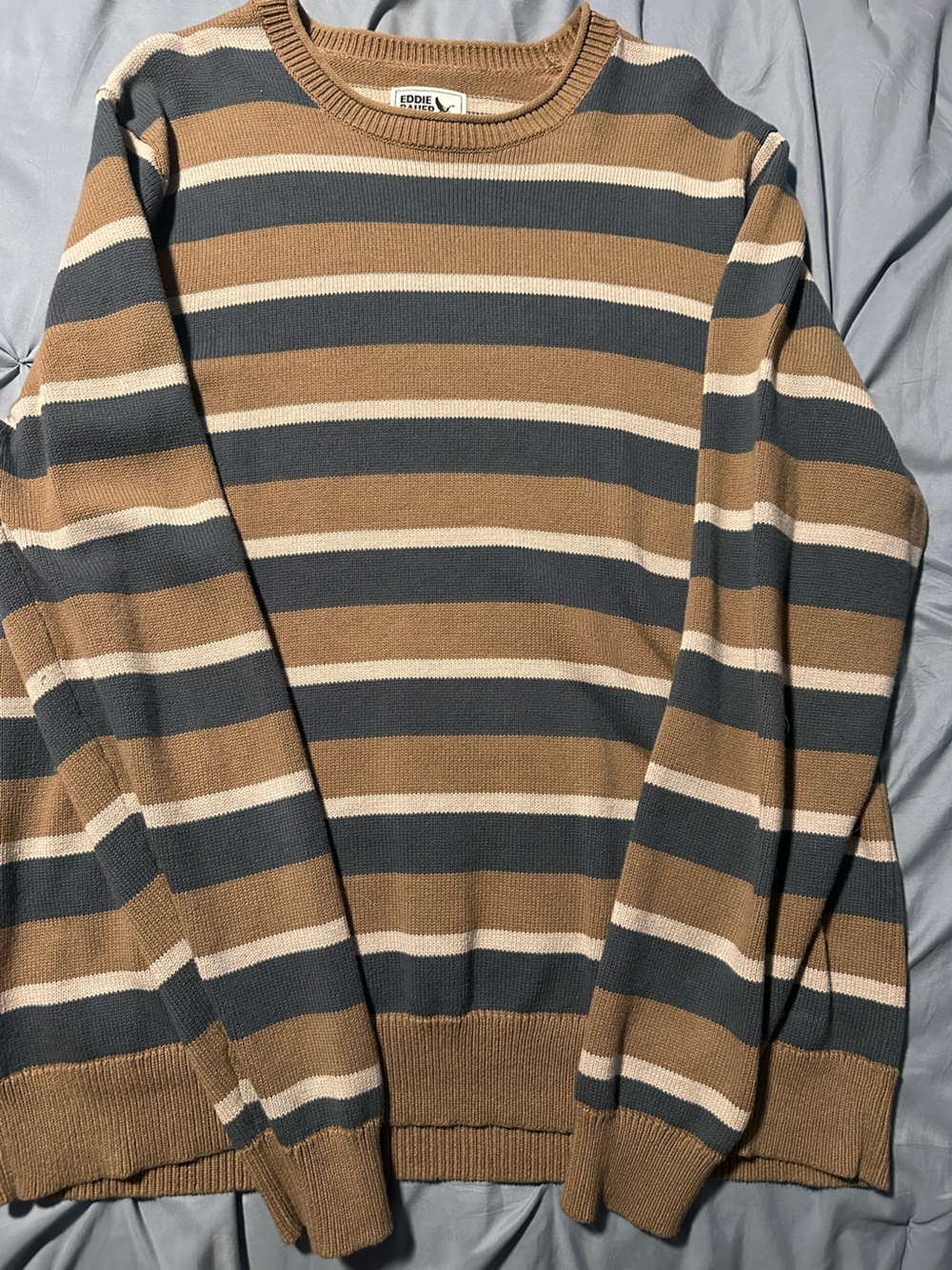 Eddie Bauer Brown & Blue Striped Knit Sweater